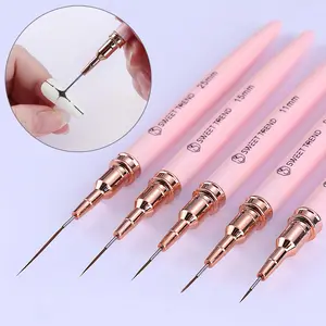 5-Piece Professional Nail Art Pen Set, Various Sizes 7–25 mm Gel Painting Brushes, DIY Manicure Salon Supplies, Nail Art Tools for Professional and Home Use, Flower Nail Art Design, Nail Art Accessories