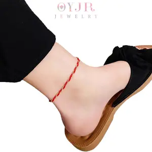 OYJR Ankle Bracelet for Women Girls Red Rope Cord Blessing Anklets Stainless Steel Bead Chain Jewelry Gift Handmade Foot Accessories Summer Jewelry