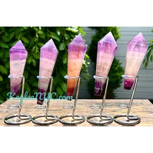 Wholesale Lot 5 pcs Natural Magenta Fluorite Scepter w stand Crystal Energy