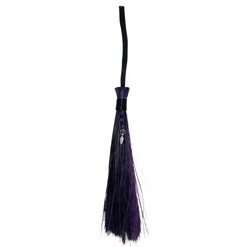 21 Inch Goddess Besom Broom — Black &amp; Purple Ritual Witches Broom