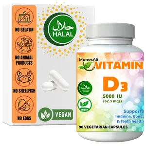 MonesAli Halal Vitamin D3 Capsules, Vegan, 90 Count Healthcare Natural