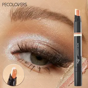 1PC Two Tone Pearly Gradient Eyeshadow Pen Glitter Shimmer Eyeshadow Eye Brightening Metallic Glitter Glitter Duochrome Eyeshadow Earth Tone Smudge Proof Lazy 2 in 1 Eyeshadow Stick