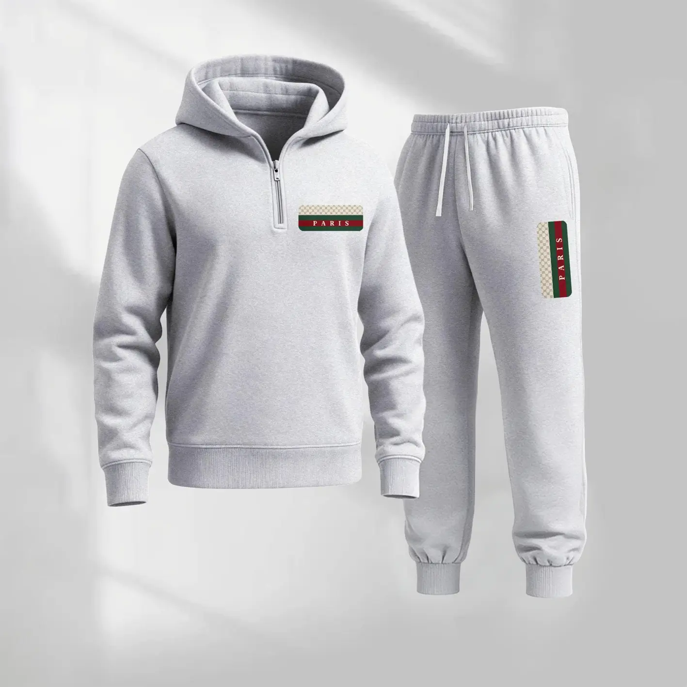 Men's PARIS Letter Pattern Print Hoodie and Drawstring Sweatpants Set, Menswear, Casual Athletic Long Sleeve Hooded Jacket & Trousers for Fall & Winter, Men's Clothing for Daily Wear, Sportswear Indoor Outdoor, Tracksuit, Athleisure