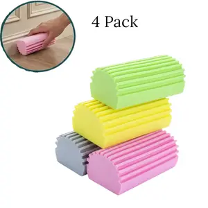 4 Pack Damp Clean Duster Sponge Reusable Multi Surface Cleaning Sponge for Blinds Glass Baseboards Window Tracks Radiators and Household Dust Cleaning Soft Absorbent Magic Cleaning Sponge Set Multi Color Home Cleaning Essentials