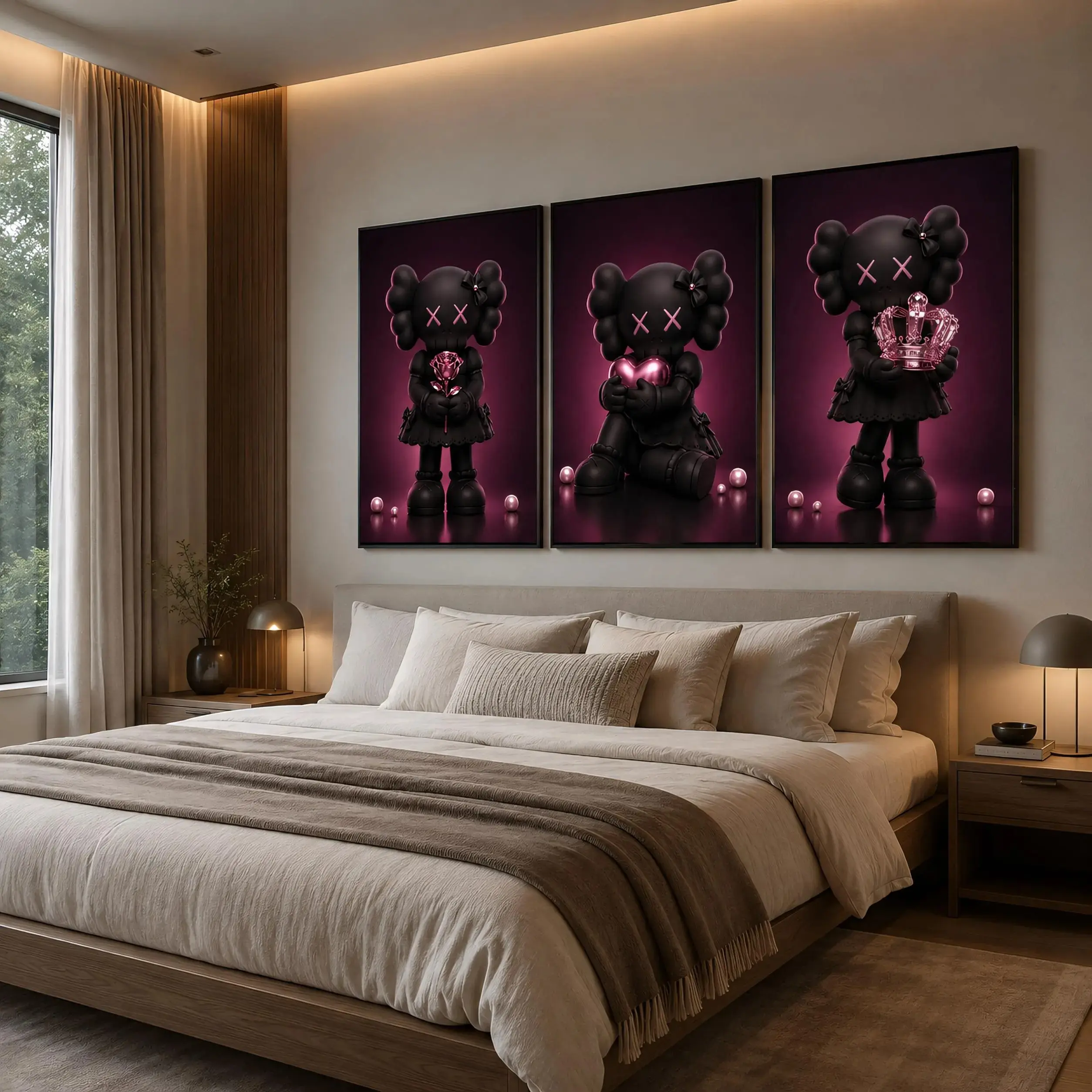 3-Piece KAWS Inspired Purple Printable Posters, Hypebeast Graffiti Decor, Modern Minimalist Home Wall Art