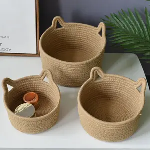 Wholesale storage baskets, cotton thread baskets, woven baskets, rattan remote control round trendy storage baskets, direct sales from the manufacturer
