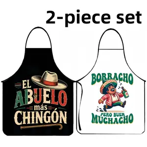 Polyester Durable Beer Father Print Apron Set, 2 Counts ﻿Father's Day Gift Apron,Summer Cooking Apron,BBQ Apron for Men,Gift for Father&Husband,Garden Tool,﻿Kitchen Essential,Cleaning Tool,Beer Apron