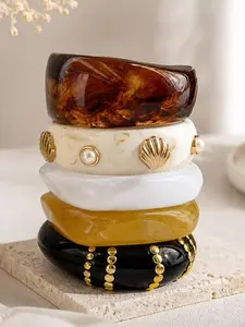 Fashionable Gradient Resin Bracelet Set for Women, Unique Acrylic Bangles, Multilayered Bangles, Perfect for Holidays and Daily Wear, Stylish Accessory, Bracelet Jewelry