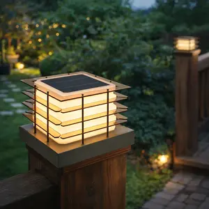 Outdoor Solar Fence Post Cap Lights, 4x4 Solar Post Cap Lights Outdoor, Deck Post Light Solar Powered IP65 Waterproof, Black Fence Deck Lights with Bright Warm White for Patio/Porch