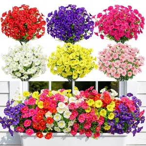Realistic Artificial Morning Glory Flowers - UV & Sun Resistant Outdoor/Indoor Plants, No Fade Vibrant Purple/Rose/Pink/Yellow/Pink/White/ Lavender/, Low Maintenance Faux Floral Decor for Garden, Patio, Porch, Outdoor Artificial Flowers (6/12/24 bundles)