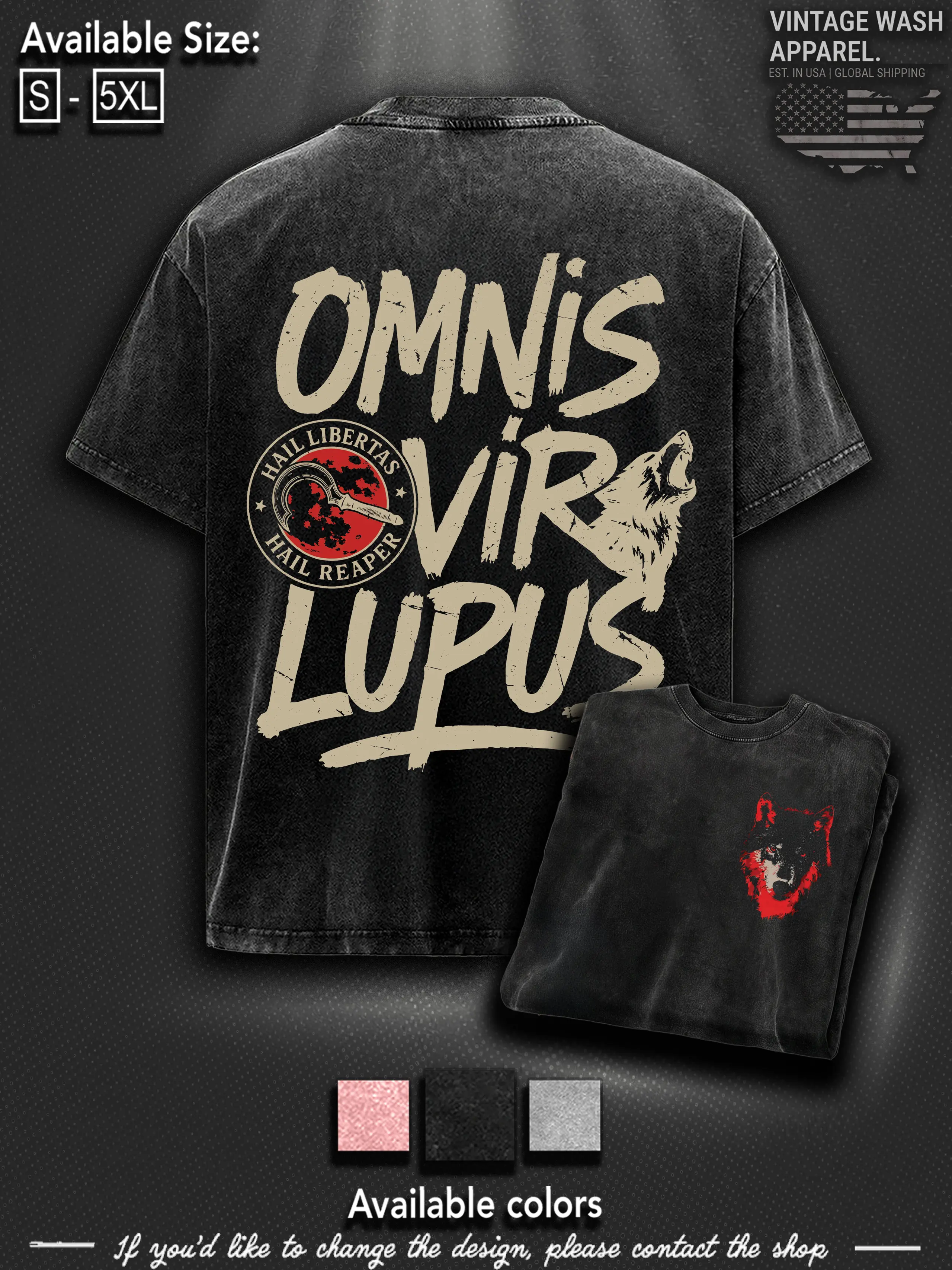 Red Rising Merch, Omnis Vir Lupus, Howler Washed Tshirt Tanktop 2 Sided graphic merch Menswear Tee streetwear Top Casual graphic t-shirts Cotton Fabric Oversized Seamless Clothes Gamis