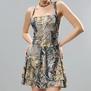 JOJOANS Women's Square Neck Ruffle Hem Mini Dress Ruched Waist Short Party Dresses Casual Summer Feminine Overall Elegance Womenswear Fashion Style Style