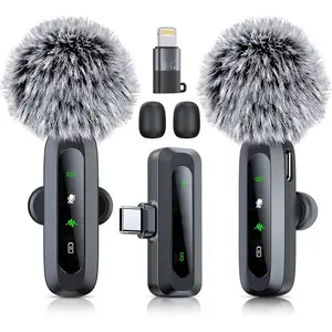 2 Pack  Lavalier Microphone for  15 16, iOS and Android Phone, USB C Mini Microphone LED Display Clip on Mic for Video Recording  YouTube Vlog