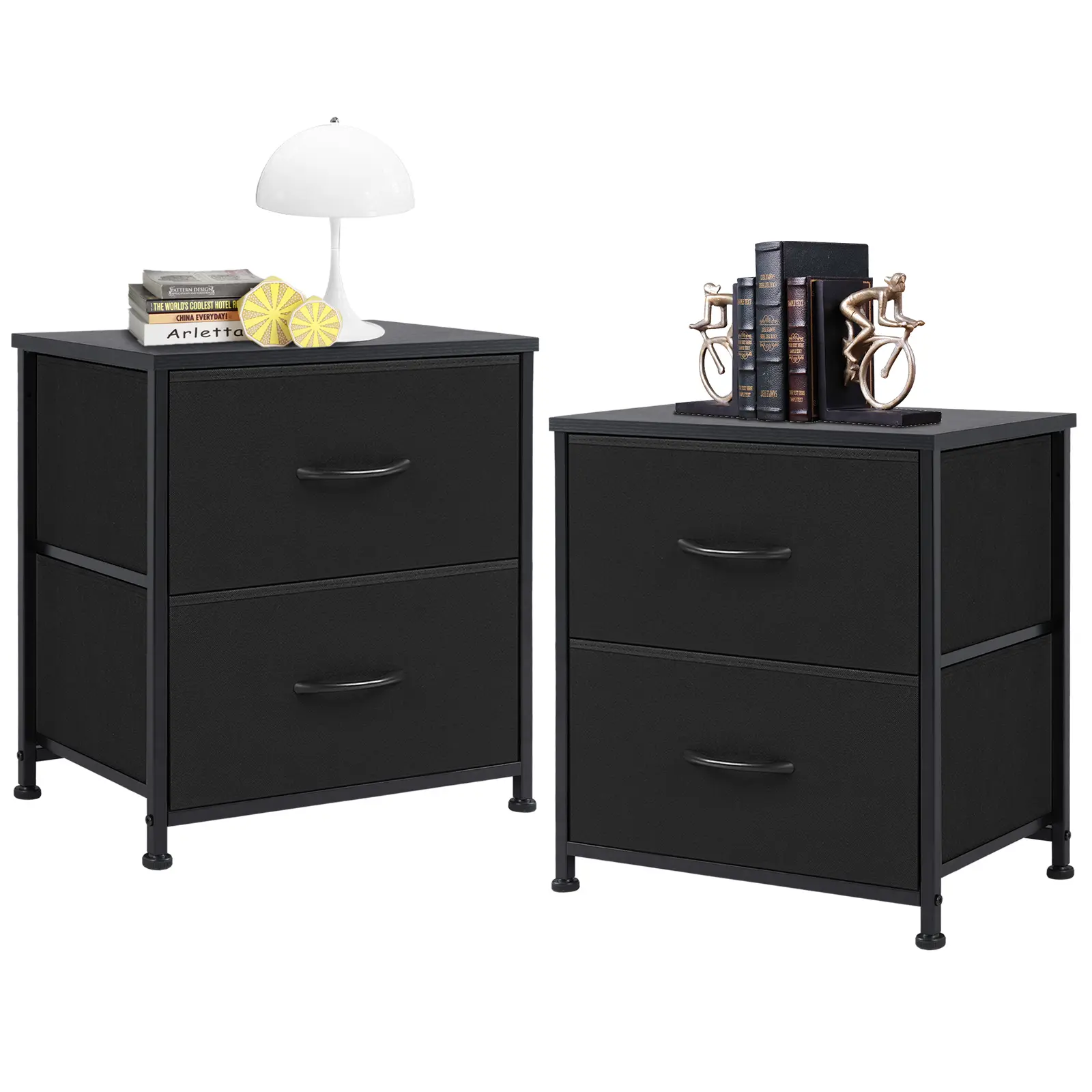2 Drawers Nigtstand for Bedroom, Tall Chest Organizer with Fabric Bins, Steel Frame 2 Drawers Nigtstand for Bedroom, Tall Chest Organizer with Fabric Bins, Steel Frame