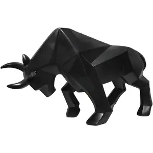 ASNOMY Polyresin Bull Figurine Home Decor, Abstract Sculptures, Originality Home Decoration Furnishing Animal Ornament, Geometric Surface Statues Home Decor Ornament