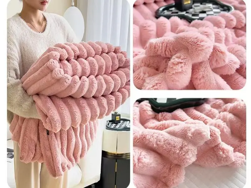 Plush Faux Fur Ultra-Soft Throw Blanket - Ribbed Texture, Gift-Ready Unisex All-Seasons Blanket, King-Size Options (59×79 in, 71 × 79 In (180 × 200 Cm)) for Sofas, Bedrooms, Offices