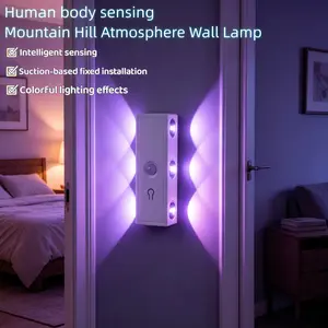 Smart Motion Sensor Wall Light, Magnetic No-Drill Installation, USB Charging, Nightlight, Rgb7 Colors & Warm Light, Ideal for Stairs, Bedroom, Living Room, Magnetic Night Light