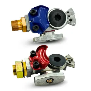 Torque Emergency and Standard Service Gladhand with Shut-Off Universal Valve Air Hose Brake Coupling Connector Handshake Kit for Truck Semi Trailer Tractor RVs (TR035094 + TR035095)