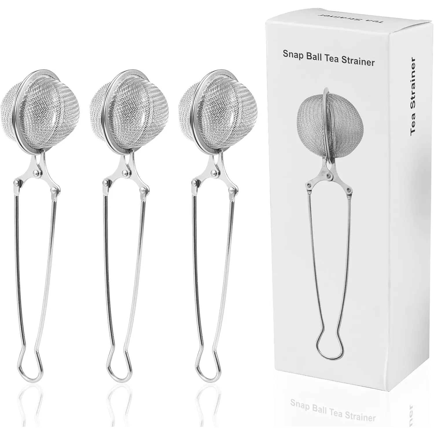 3-Pack Compact Ball Shape Tea Strainer - Solid Metal Stainless Steel Infuser Filter with Handle for Loose Leaf Tea, Spices, Seasonings, Everyday Use, Three Pieces