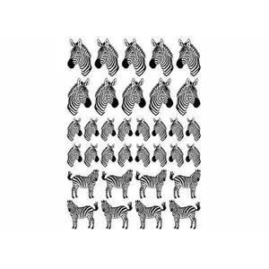 Zebra Parade 34 pcs 0.65 to 1 Inch Black Fused Glass Decals