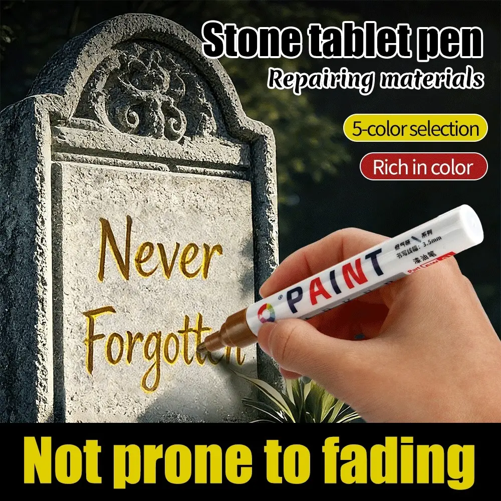 Grave Marker Pen, Anti-Fading Design, Restores Faded Text on Gravestones and Granite Surfaces, Suitable for Memorials and Headstones, Paint Markers