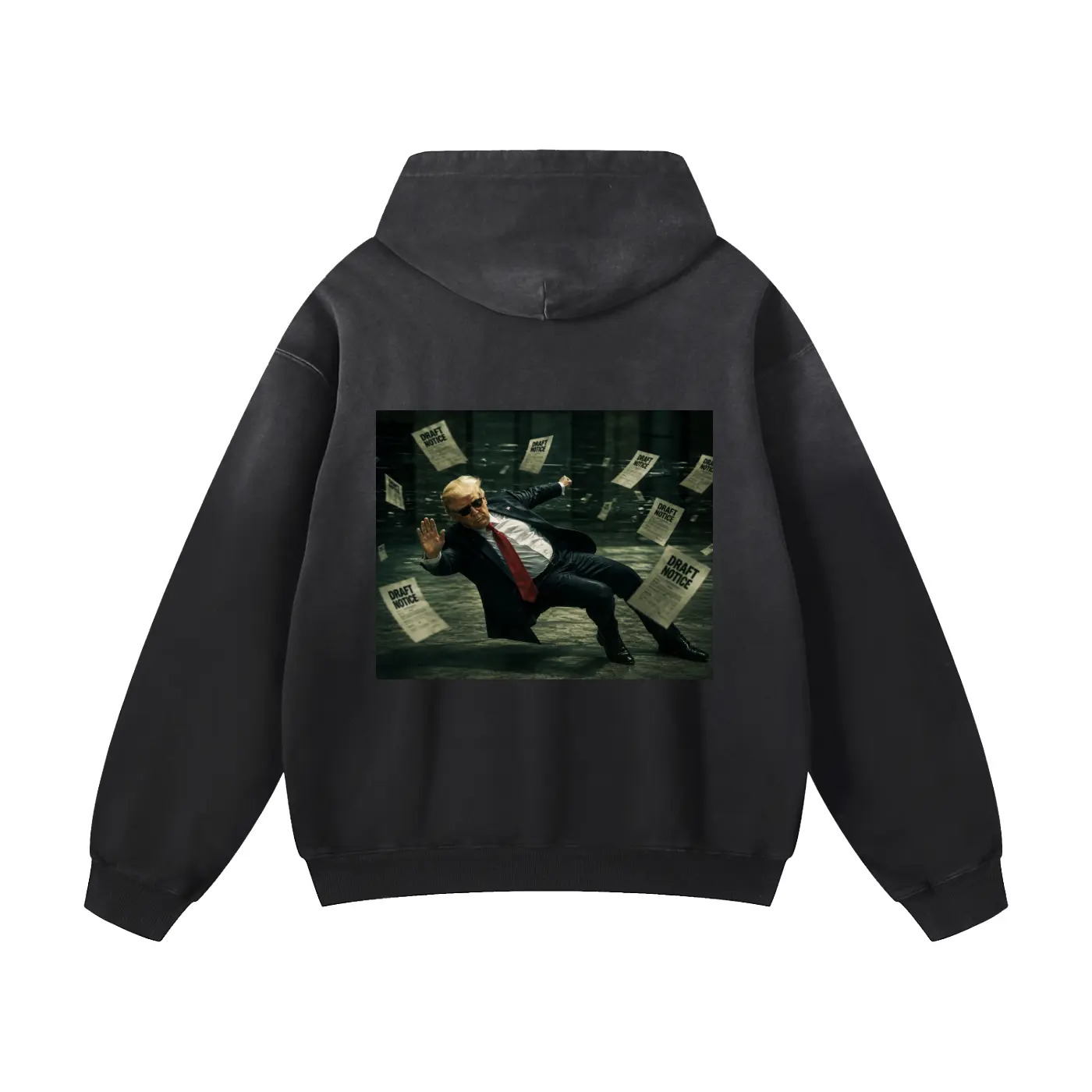 Men's "Draft Dodger" Heavyweight Sunfade Oversized Long Sleeve Graphic Hoodie, Casual Tops, Sweatshirts