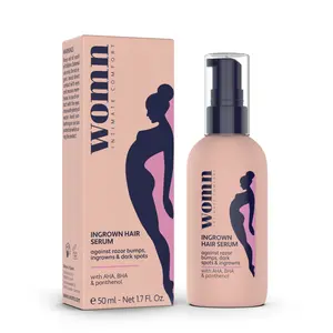 WOMN Ingrown Hair Serum 50ml - Tackles Ingrowns and Razor Bumps - Helps Reduce Discolorations and Dark Spots
