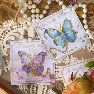 Vintage Colorful Metal Butterfly Design Bookmark, 1 Count Exquisite Tassel Pendant Book Clip, Creative Gift for Book Lovers, School Supplies