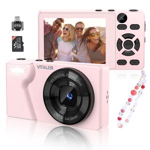 Dual-Camera Digital Camera with Front & Rear Lenses, Beauty Filter, Easy Auto Shooting, Portable Camera with Memory Card Included, OTG Support, Ideal Gift for Teens & Beginners