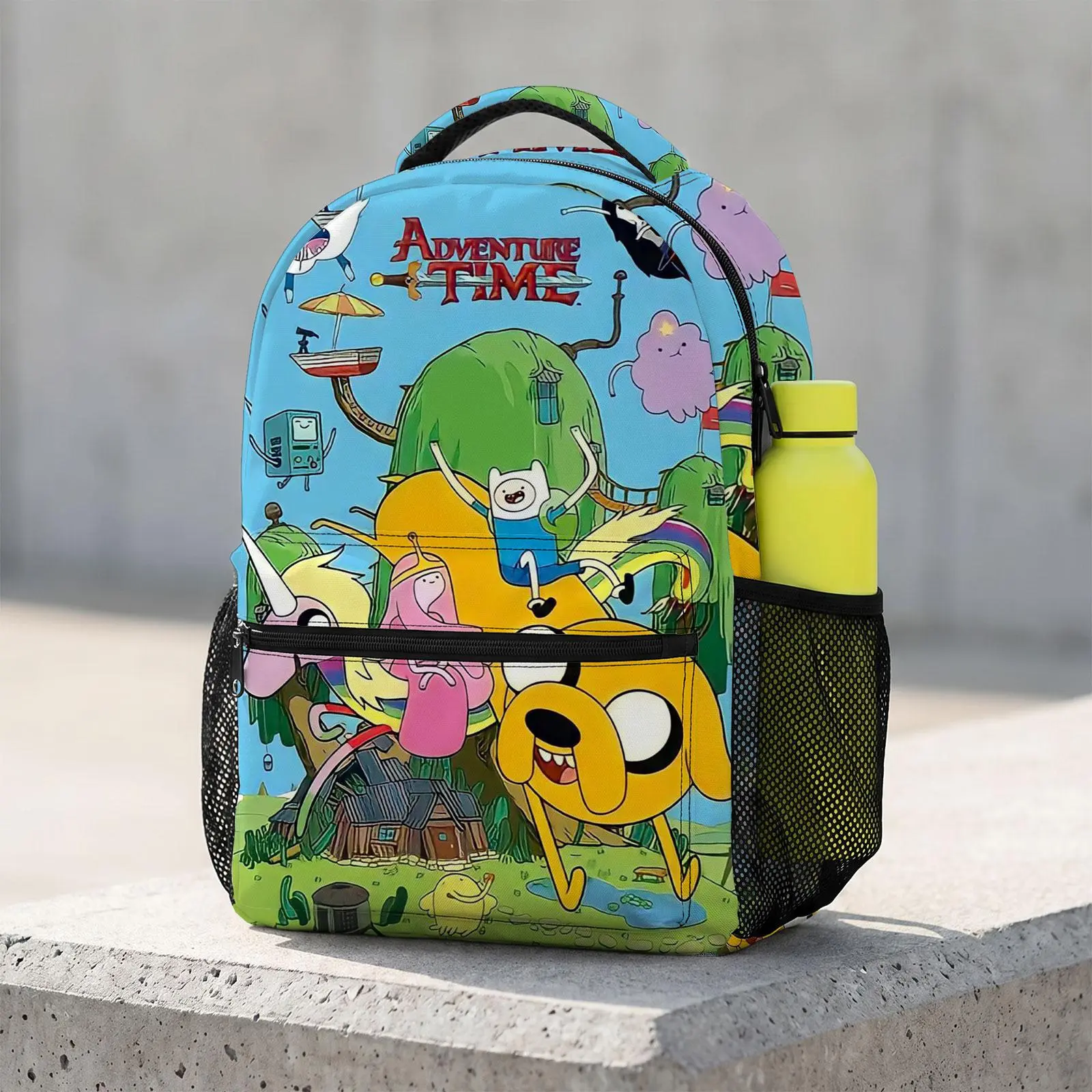 Adventure-Time Trending Cute Cartoon Laptop Backpack | Aesthetic Print Travel Daypack | Durable Lightweight Schoolbag Bookbag for Men & Women