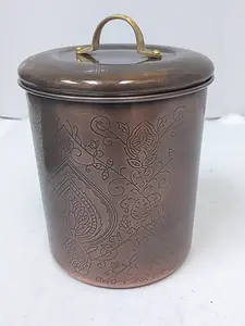 212 MAIN Etched Antique Copper 2 qt. Stainless Steel Canister - Kitchen Hand Detergent Countertop Storage Organizer with Vintage Look