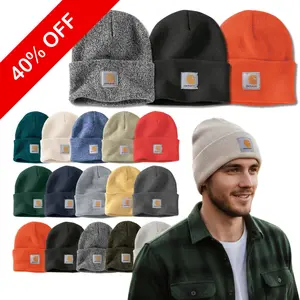 Carhartt Knit Cuffed Beanie Unisex Watch Hat Black Cuffed Acrylic Beanie Warm Winter Hat Work Wears All