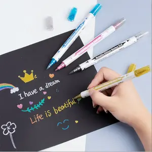 Dual-Ended Metal Color Pen, Student Notebook Pen, Glitter Tattoo Pen, Soft Tip Paint Brush, Multicolor Writing Tool