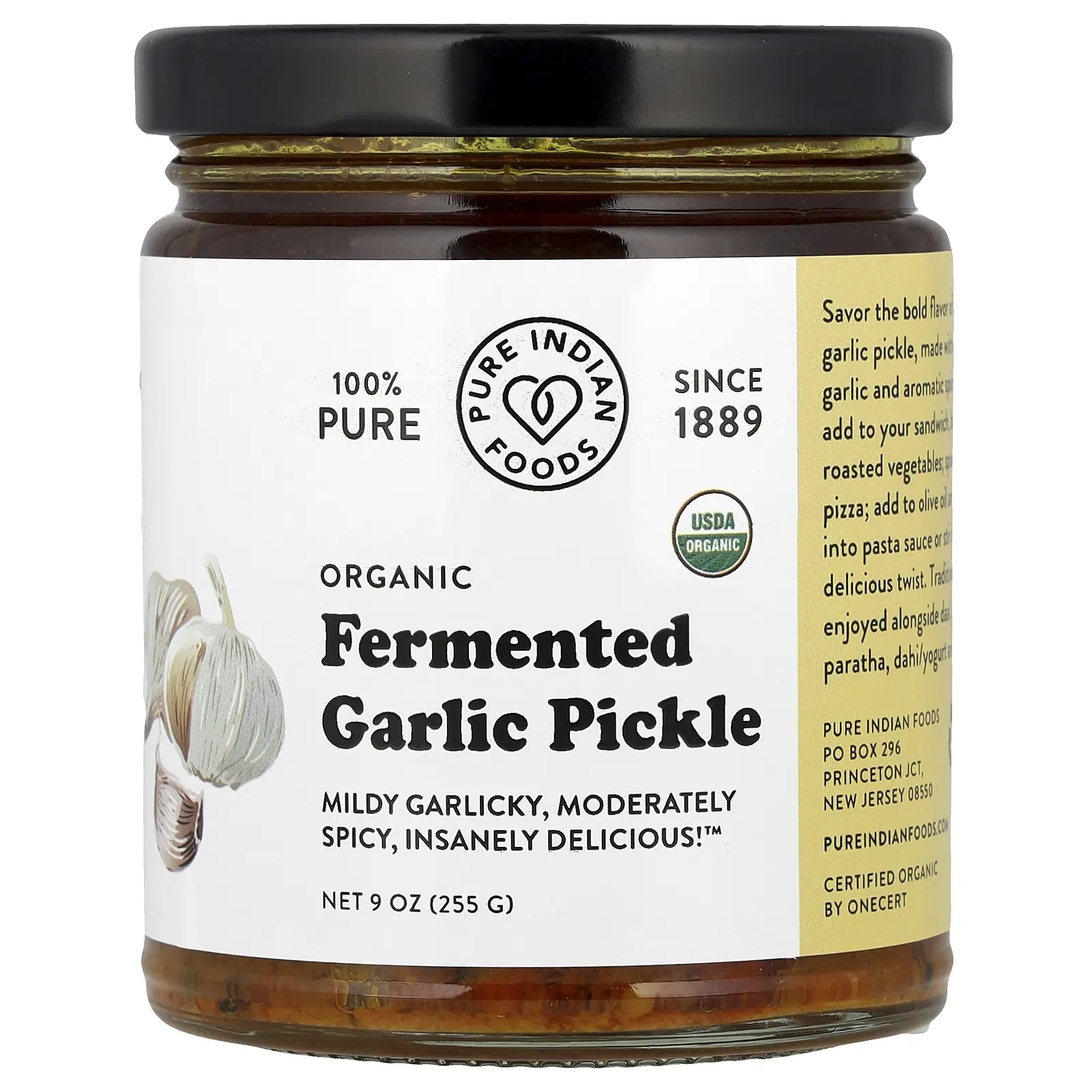 Pure Indian Foods Organic Fermented Garlic Pickle, 9 oz (255 g)