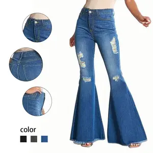 Thunder Thigh Flare Jeans - Women's High - Waisted Ripped Flare Jeans - Vintage Vibe with Modern Edge Denim Pants baggy jeans