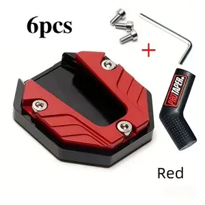 Motorcycle 6-Piece Support Pad Set, Anti-Slip Side Support Pads, Aluminum Alloy Footrest Plate, Durable Large Auxiliary Kick Block, Motorbike