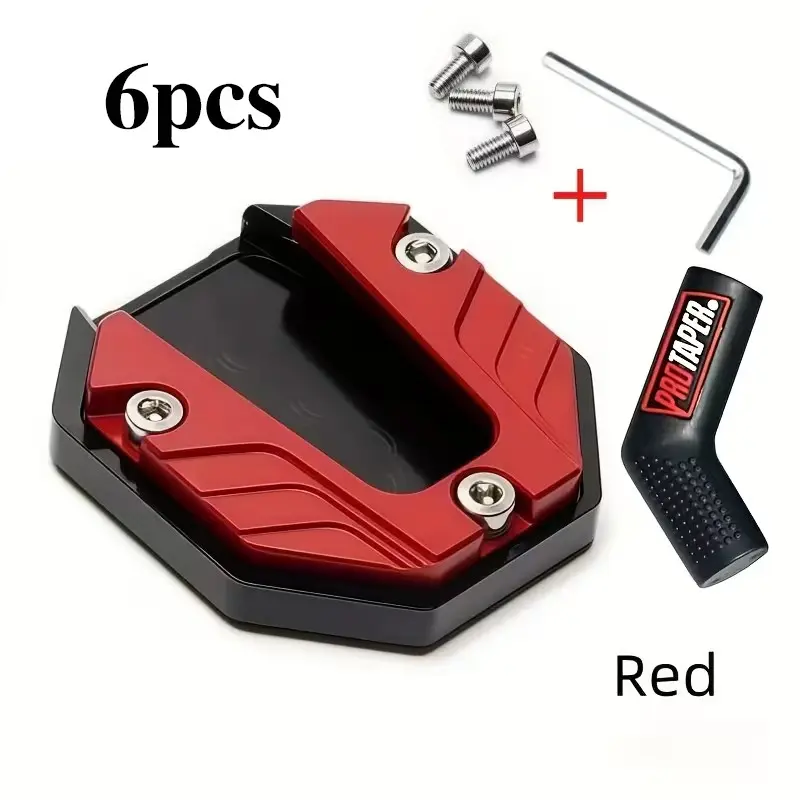 Motorcycle 6-Piece Support Pad Set, Anti-Slip Side Support Pads, Aluminum Alloy Footrest Plate, Durable Large Auxiliary Kick Block, Motorbike, Motorcycle Parts