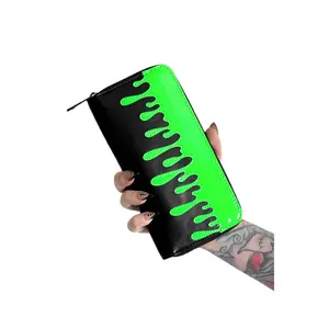Neon Green and Black Slimed Zipper Wallet