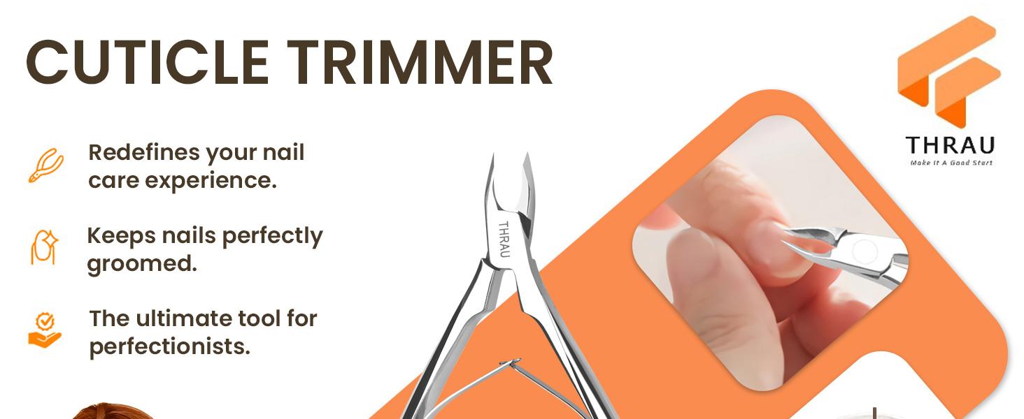 THRAU Cuticle Trimmer for Manicure and Pedicure, Stainless Steel Cuticle Remover Cuticle Nipper, Precise Pointed Tip Grooming Kit for Trim Nail and Dry Skin