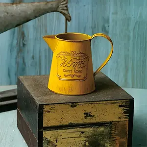 Vintage Galvanized Metal Pitcher Vase with Handle - Rustic Farmhouse Floral Arrangement, Decorative Milk Jug for Home Decor, Perfect for Fresh Flowers, Flower Arrangement Vase | Vintage Metal Pitcher | Durable Metal Vase, Metal Pitcher Vintage Vases