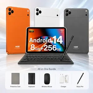 Back to School 10.1" Android 14 Tablet Bundle with Keyboard, 8GB RAM + 256GB Storage, Tablet for Reading, Video Streaming, Web Browsing & Everyday Family Use