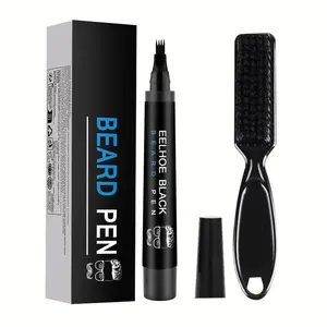 Waterproof Beard Filler Kit for Men – Pencil, Pen & Darkener Marker with Bristle Brush for Beard, Moustache & Eyebrows, Natural Finish