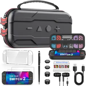 Slim Case and Screen Protector for Nintendo Switch 2, Travel Switch Carrying Hard Shell Case Accessories