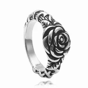 Vintage Rings - Nostalgic Rose Stainless Steel Fashion Accessory for Daily Wear