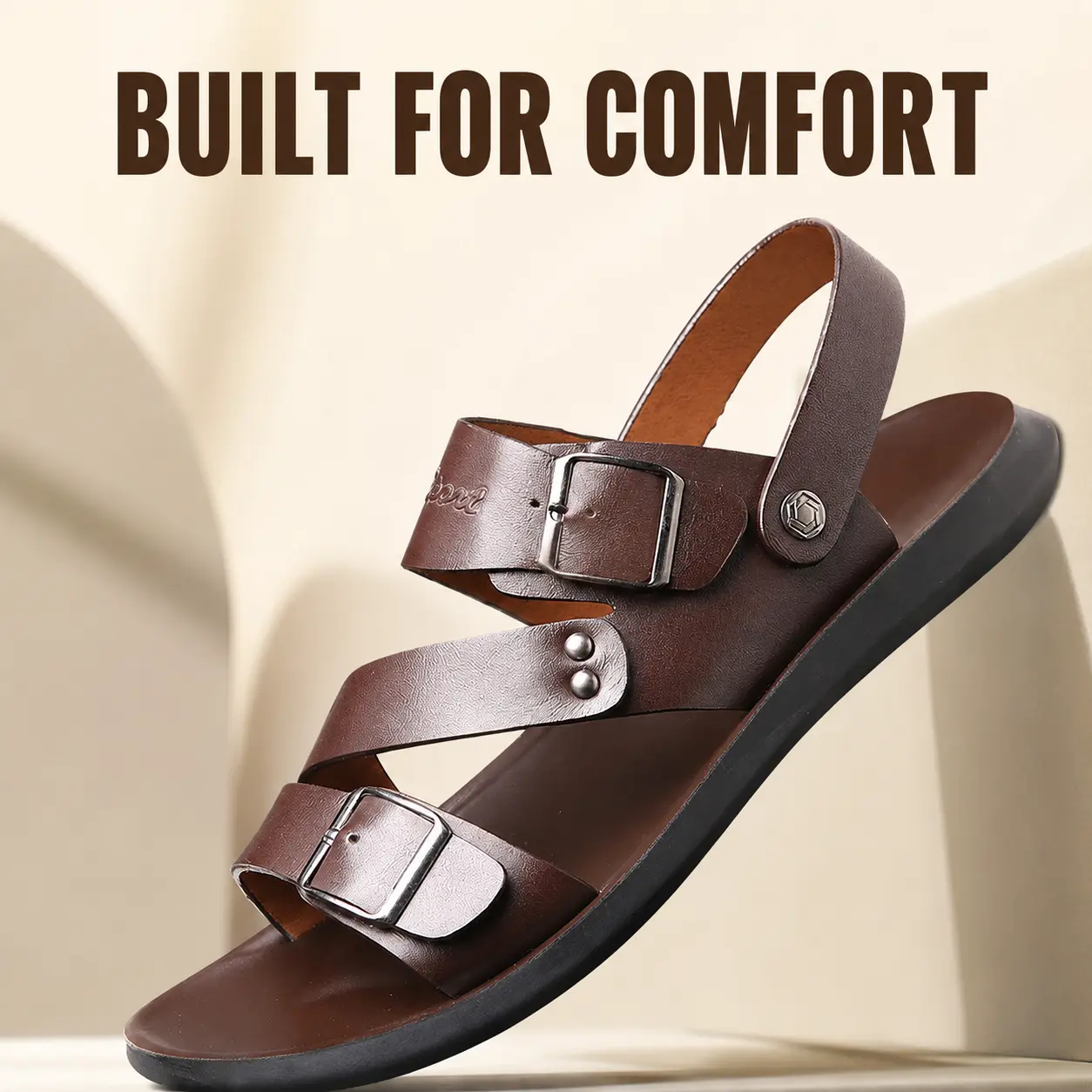 Men's Buckle-Adjustable Casual Sandals | Cushioned Footbed, Flexible Flat Sole – Easygoing Summer Style in Black & Brown