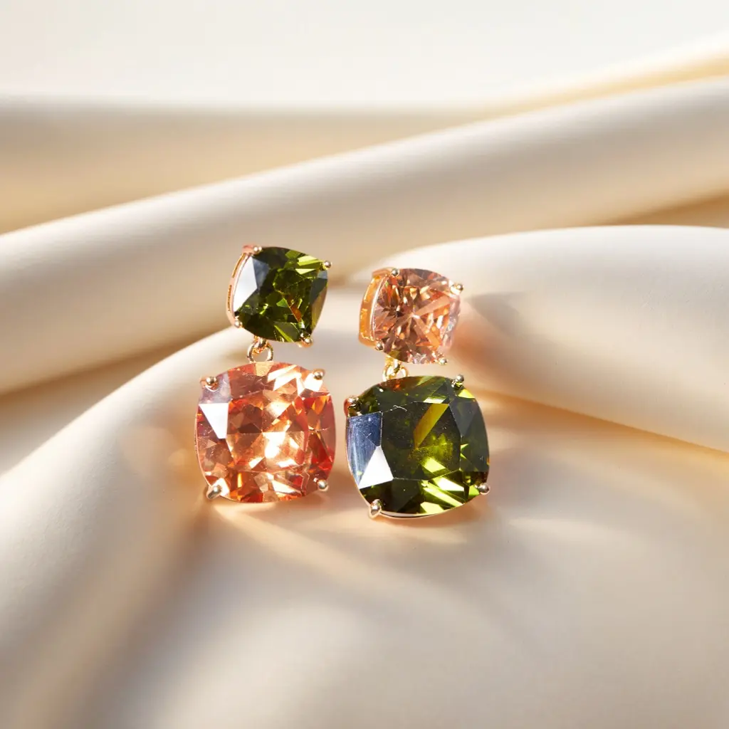 Swyii Flip-Colored Gemstone Double Station Earrings for Women, Non Tarnish, Birthday Gifts, Holiday Deals, Spring Jewelry, Elegant Everyday Jewelry, Mother’s Day Gift for Mom