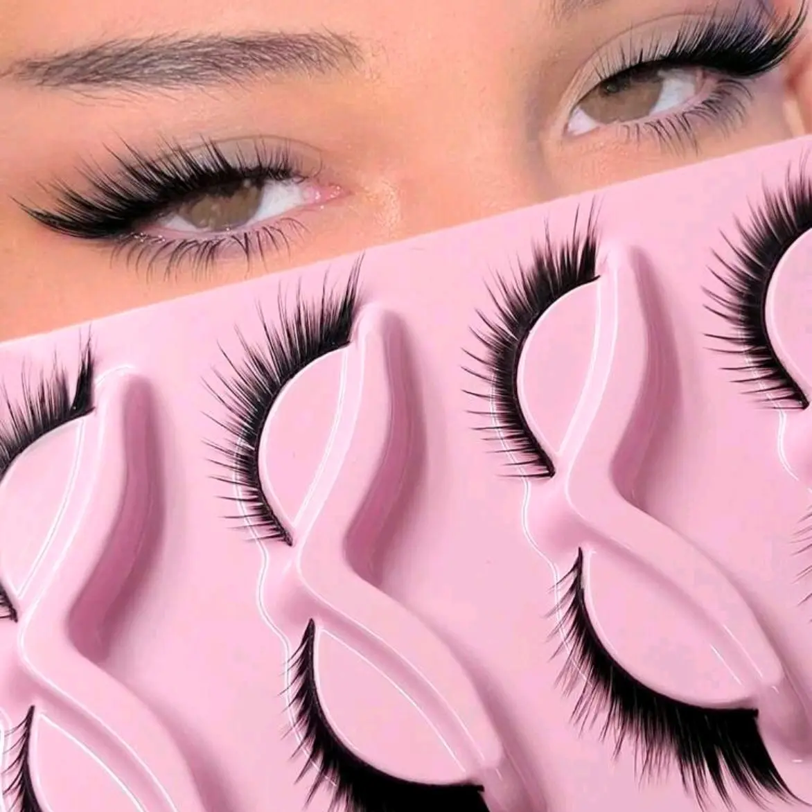 5 Pairs Cat Eye False Eyelashes, Fox Eye Angel Faux Mink Lashes, Natural Curly Fluffy Full Strip Eyelashes, Dramatic Fluffy Lash, Natural Makeup Sexy Lashes, Lashes For Date, Travel, Daily, Begginner Friendly Eyelashes, Fake Eyelashes, Cosmetic