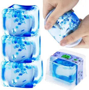 3Pcs Ice Cube Fidget Stress Balls, Silent Square Sensory Slow Rise Squeeze Cube with Ice Crystals Inside, Anxiety Relief Relaxation Gifts Party Favors