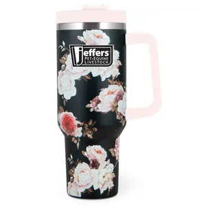 Jeffers Expression Stainless Steel Lidded Tumbler with Handle, 40 oz (Straw Included)