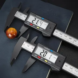 An electronic micrometer measuring tool with an LCD display, using a carbon fiber plastic vernier caliper, a battery-powered precision measuring instrument for furniture hardware parts - measuring range up to 150mm